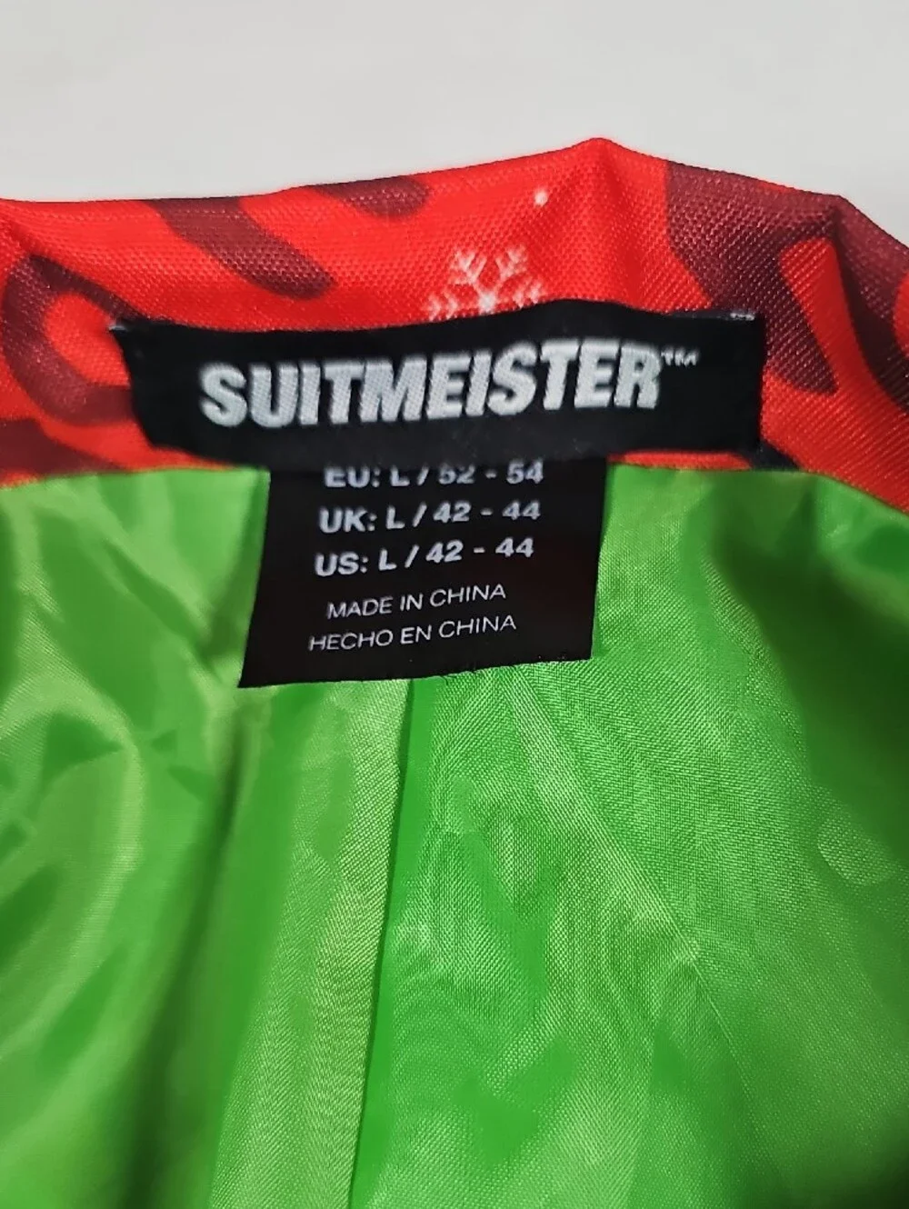 Suitmeister Mens Christmas Suit Set Large Red Santa Sunglasses Ho Ho Ho‎ 3-Piece